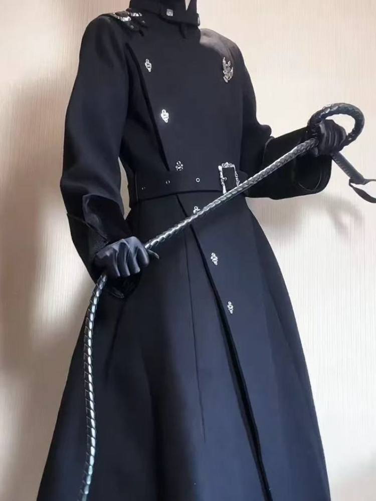 Trench Coat Formal - 2025 Winter Gothic Gürtel Schlank Mittlere