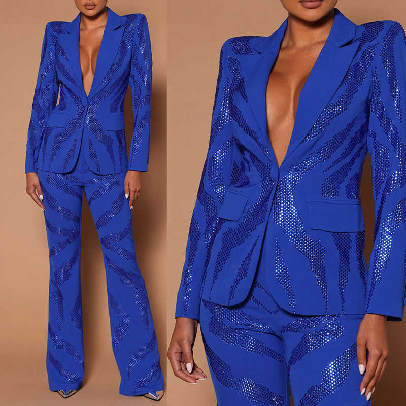 Women'S Formal Wear Plus Size - Maßgeschneiderte Pailletten-Damen-Hosenanzüge mit Pailletten, 2-teilig, Übergröße,