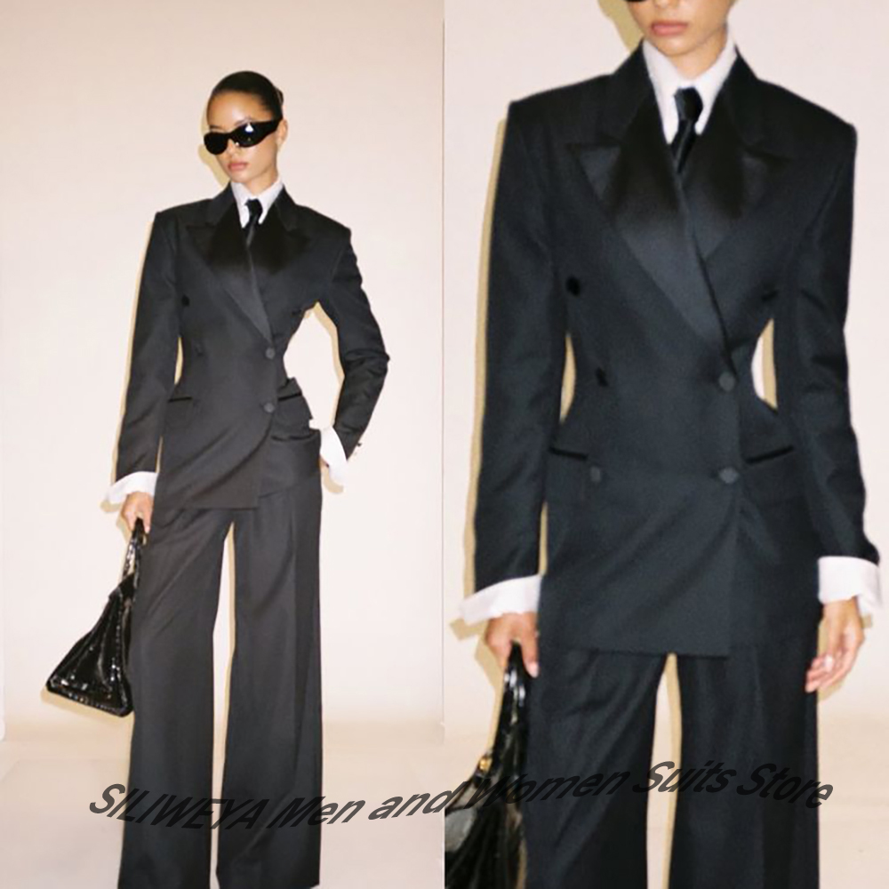 Women'S Office Formal Wear For Ladies - Professioneller schwarzer zweireihiger Anzug für Damen,