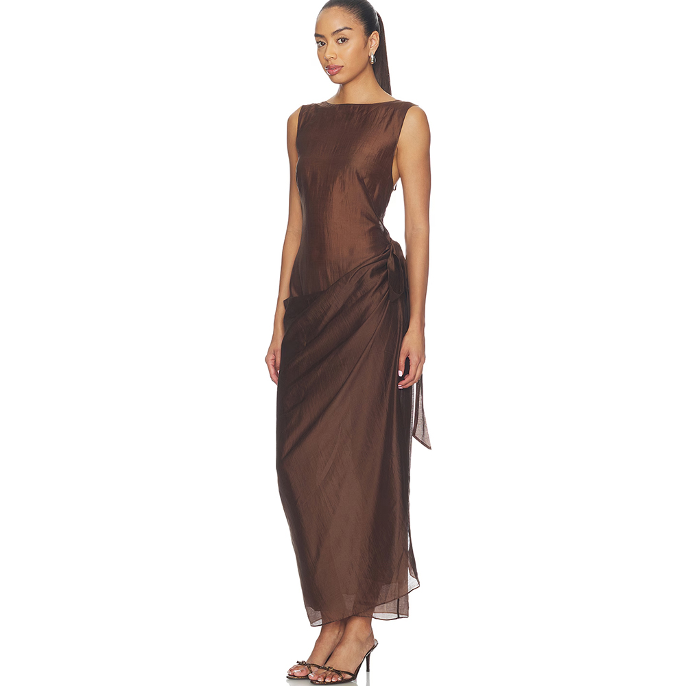 Women'S Formal Wear Wedding Guest - Abendkleider, schulterfrei, ärmellos, seitlich gerafft, Wickelkleid