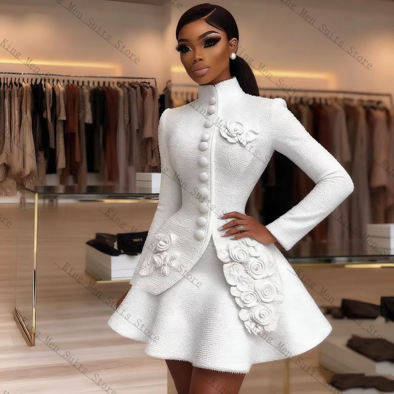 Women'S Formal Wear Wedding Guest - Luxuriöses weißes Damen-Anzug-Set, 2-teilig, Blazer +