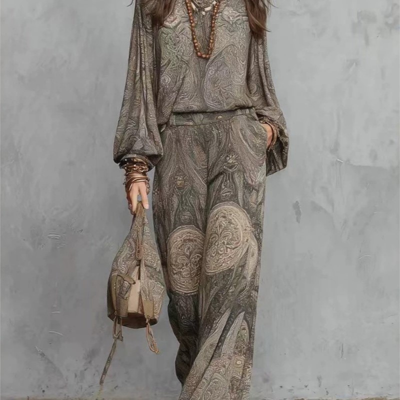 Women Formal Wear Tops - Boho Paisley-Print Zweiteiler für Damen Sexy