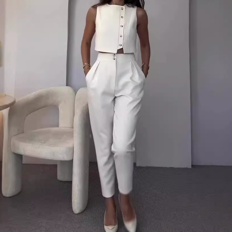 Women Formal Wear Tops - Weste Tops Zweiteilige Sets Damen Hosen