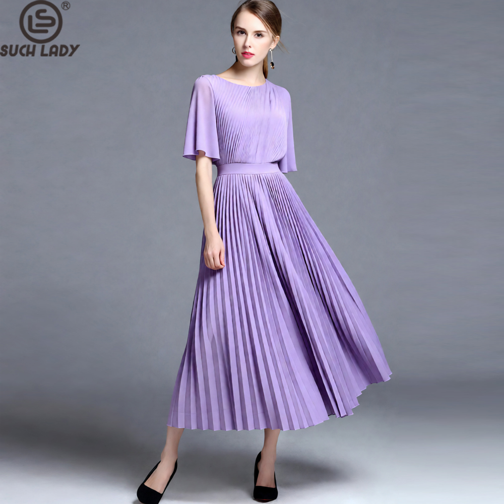 Women'S Formal Wear Wedding Guest - Damenkleid in Flieder mit Cape-Ärmeln und