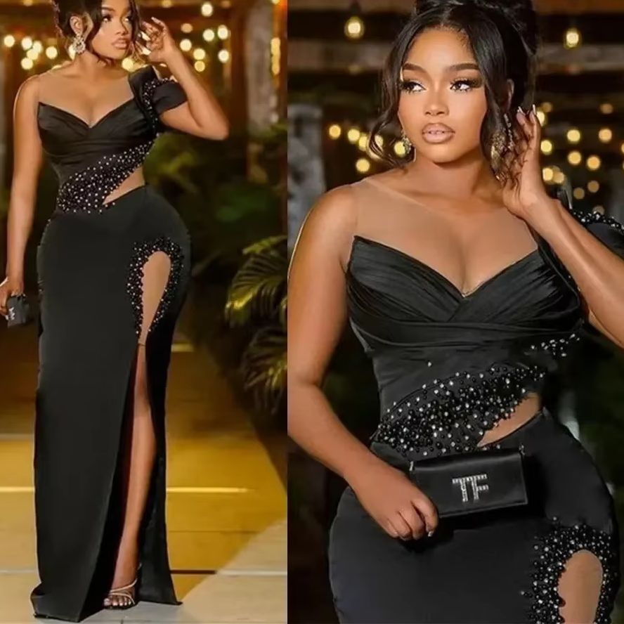 Women'S Formal Wear Plus Size - Satin-Abendkleid in Übergröße, Aso Ebi Partykleid,