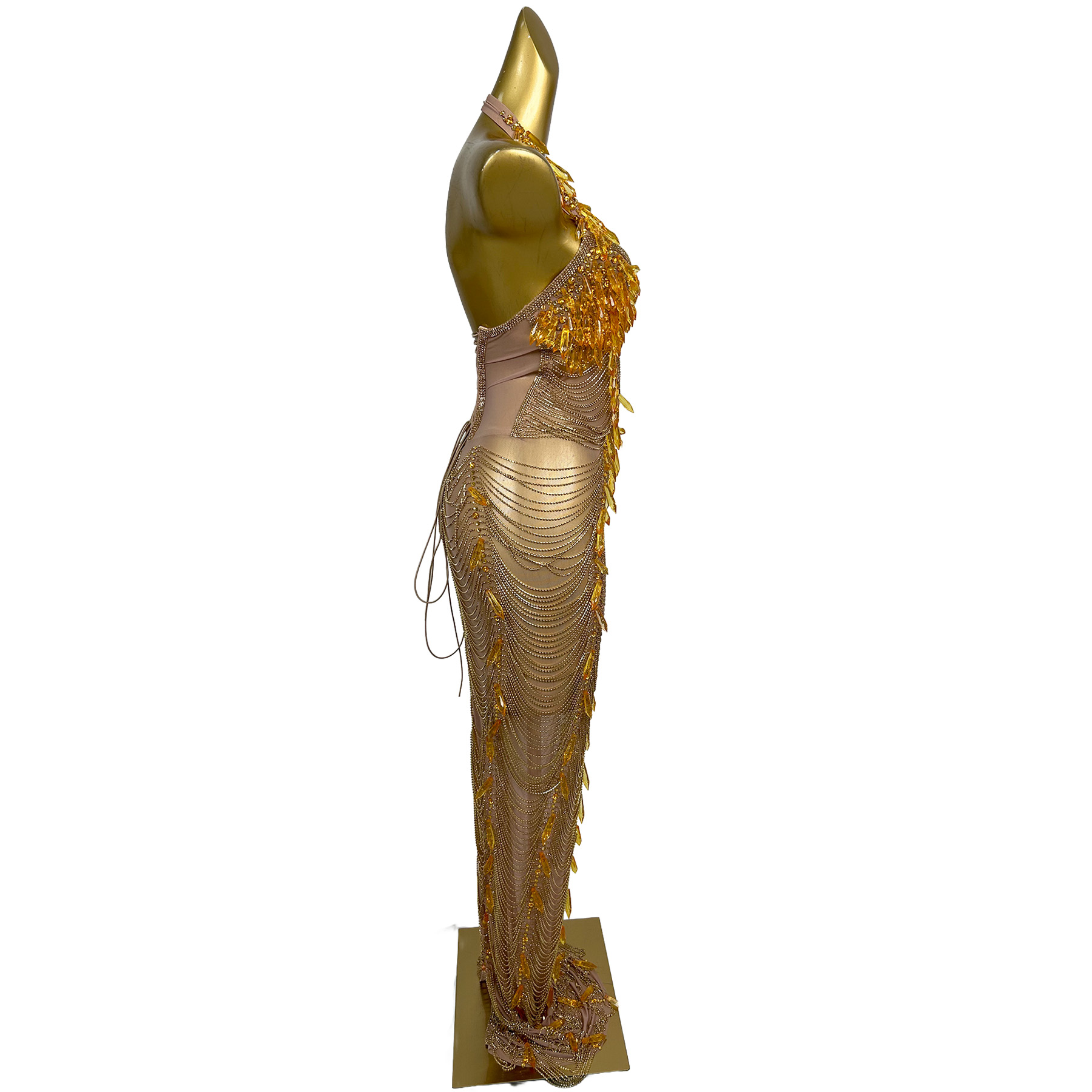 Goldenes Rückenfreies Diamant- – Women'S Formal Wear Plus Size Bewertung und Preis