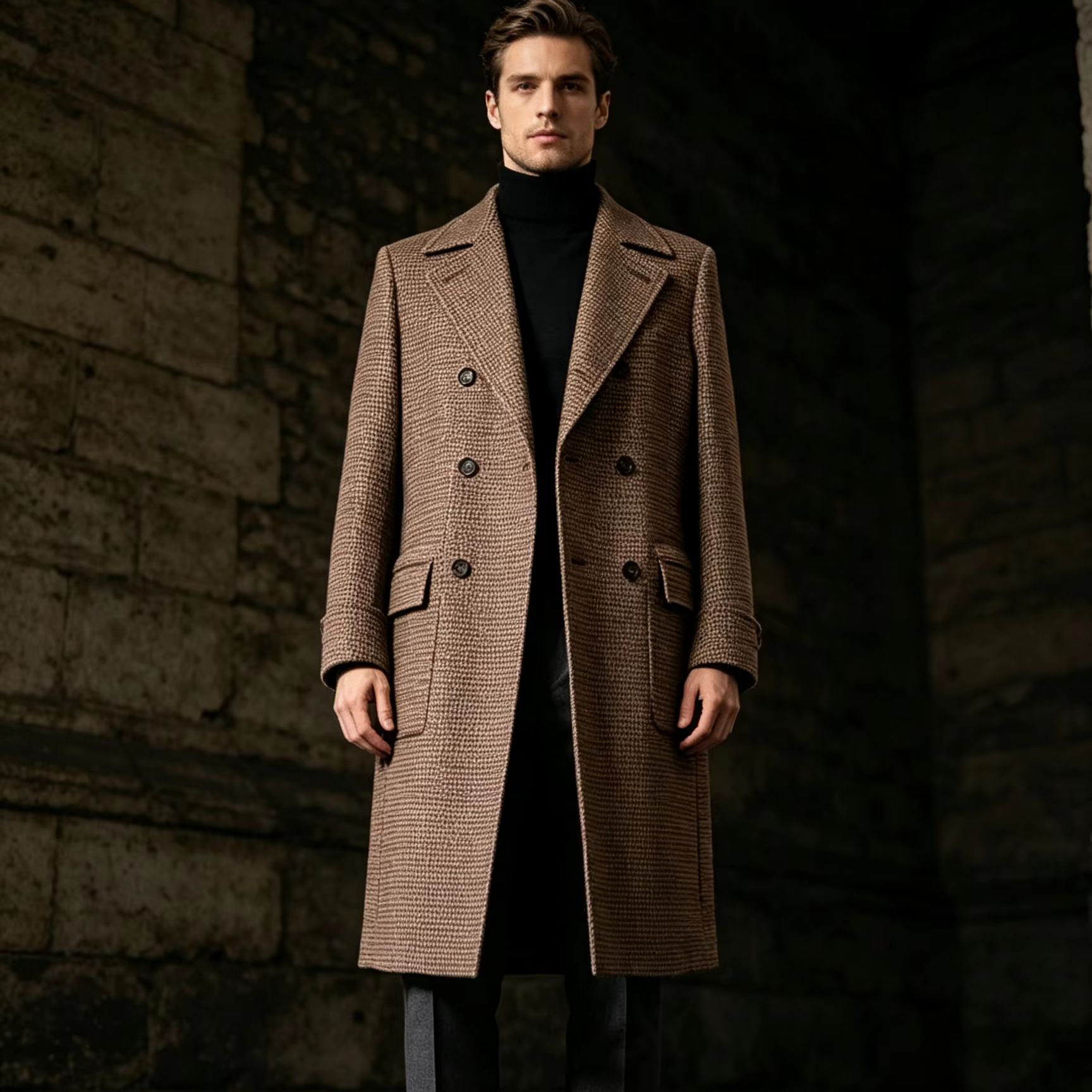 Herren 100% Reiner Woll-Langma – Trench Coat Formal Bewertung und Preis