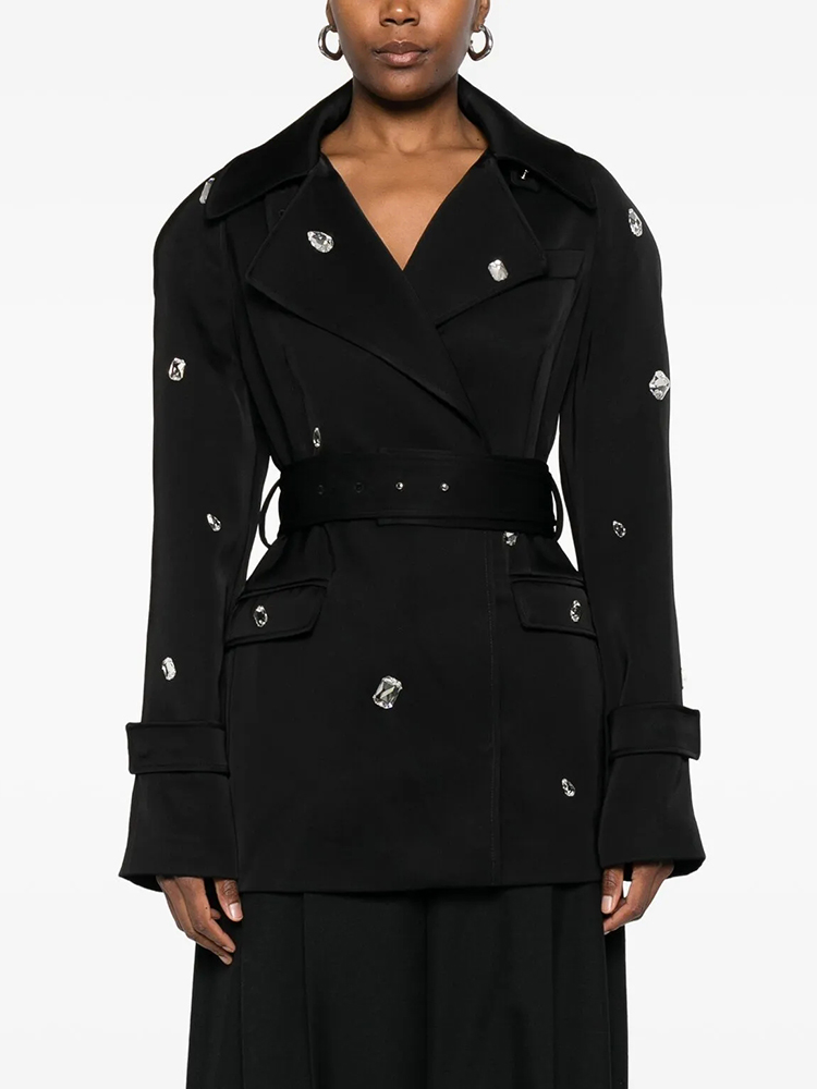 Schwarzer Doppelreihiger Trenc – Trench Coat Formal Bewertung und Preis