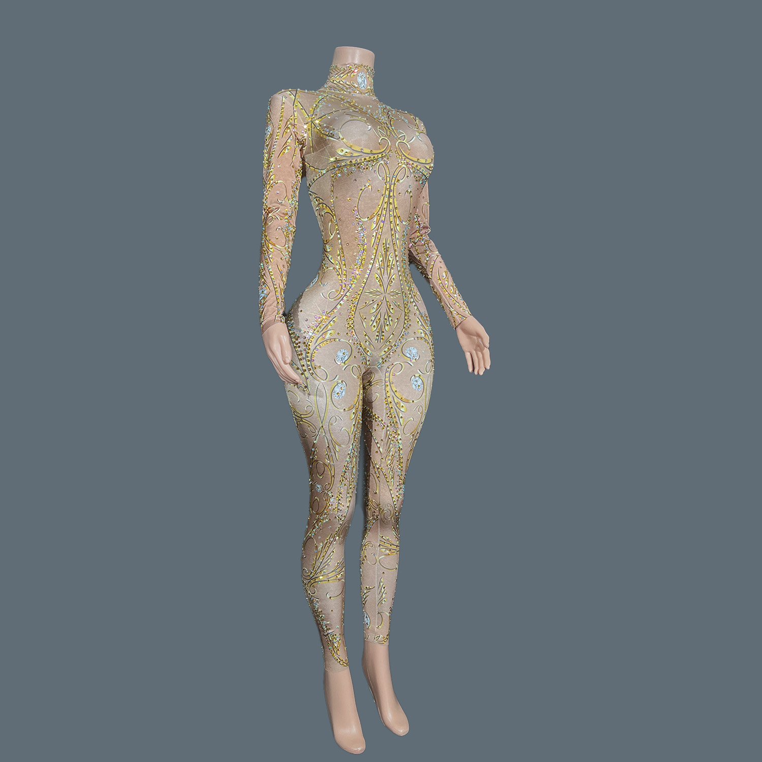GOLD Strass Spandex Bodycon La – Women'S Formal Wear Jumpsuit Bewertung und Preis